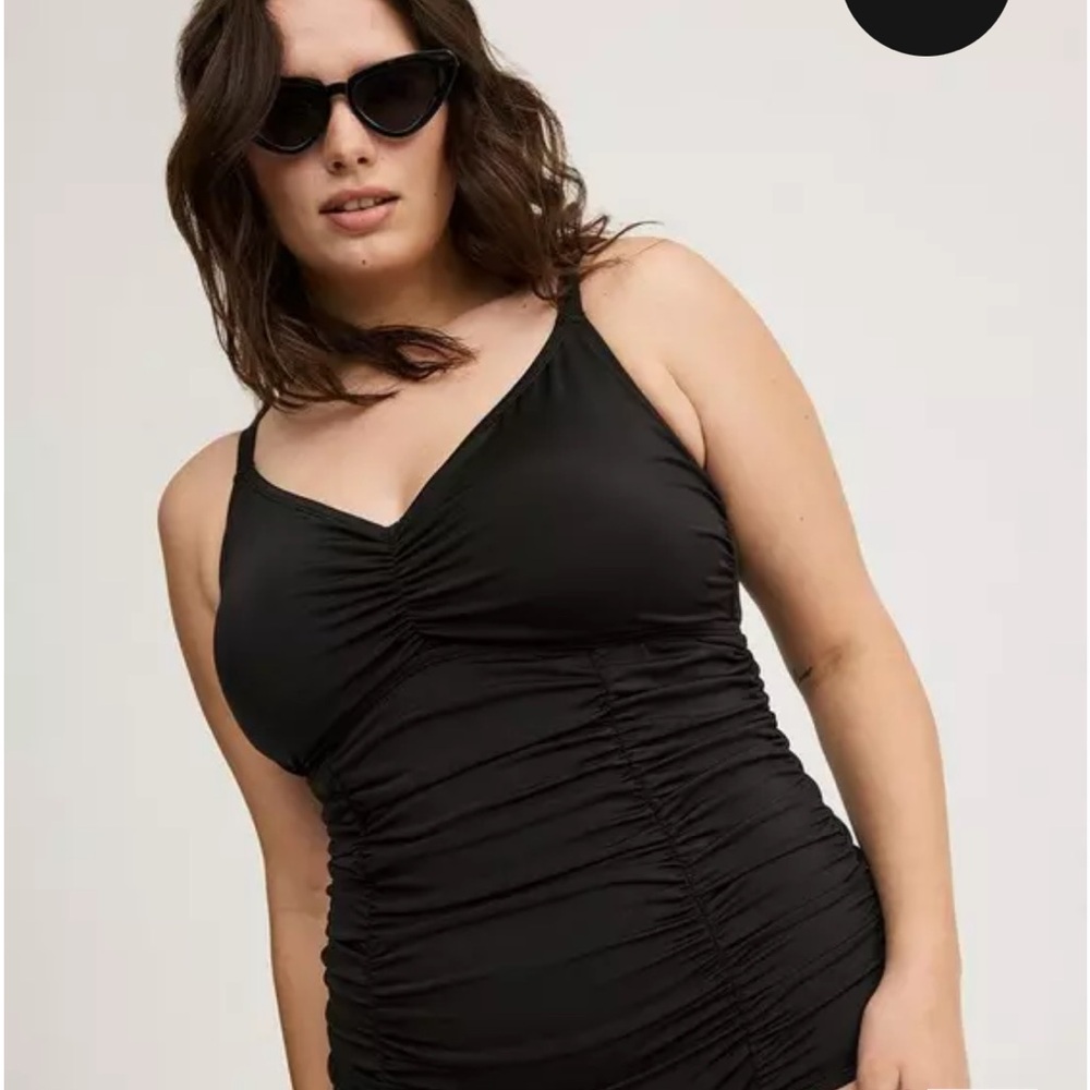 Torrid Black Ruched One-Piece Swimsuit